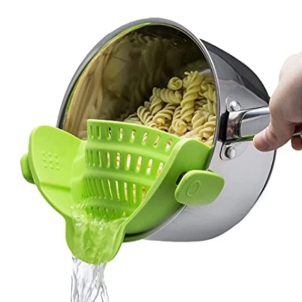 green strainer for pasta
